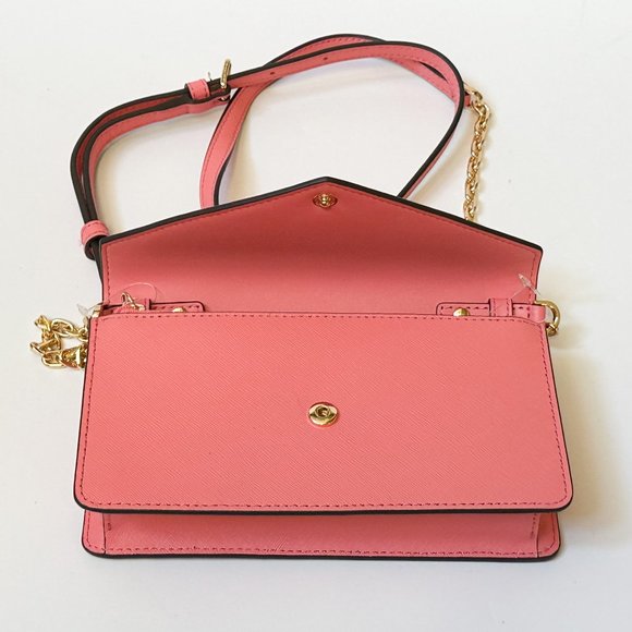 Michael Kors Jet Set Travel Small Envelope Crossbody Bag Wallet Clutch Tea Rose - Picture 7 of 11